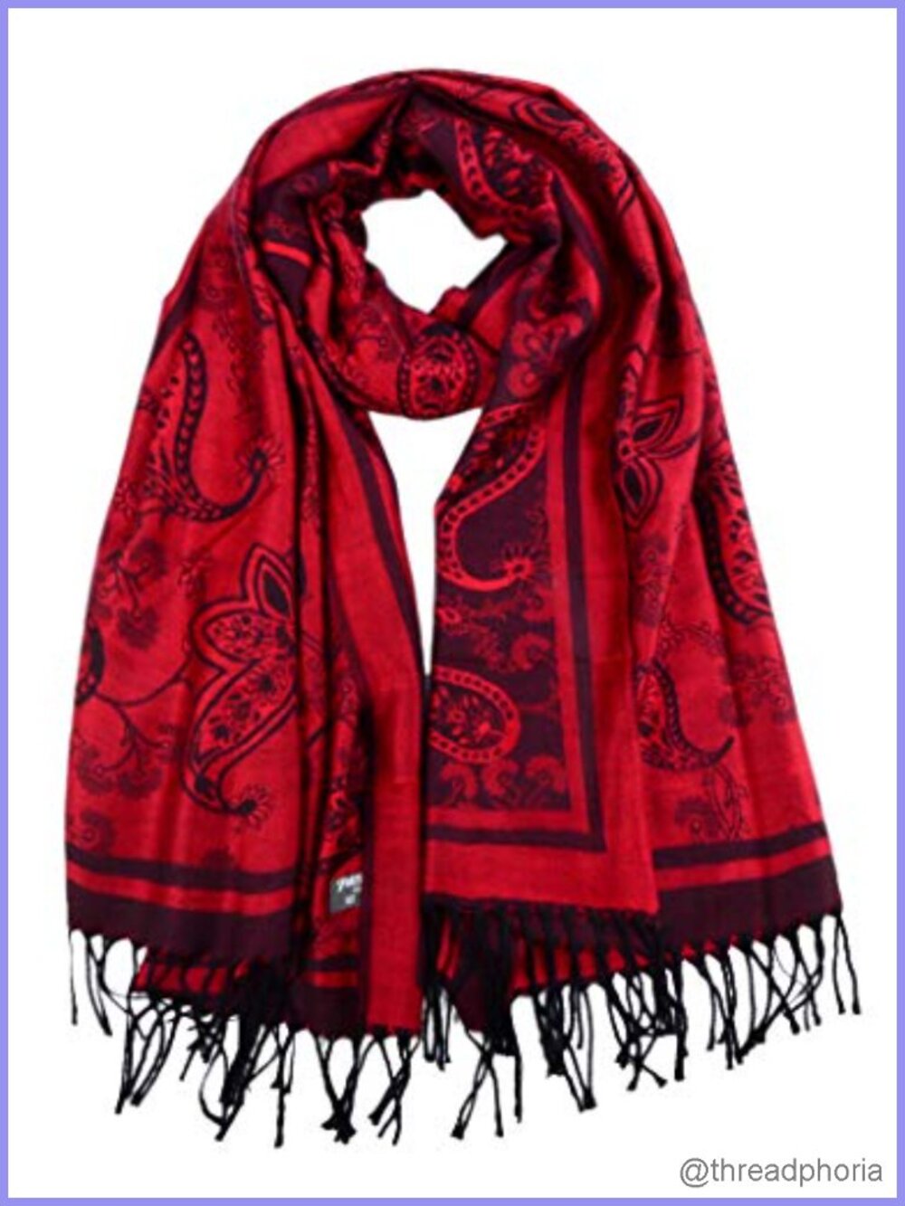 Pashmina Shawl Wrap Two Tone Ethnic Paisley Scarf 70.8"x27.5"